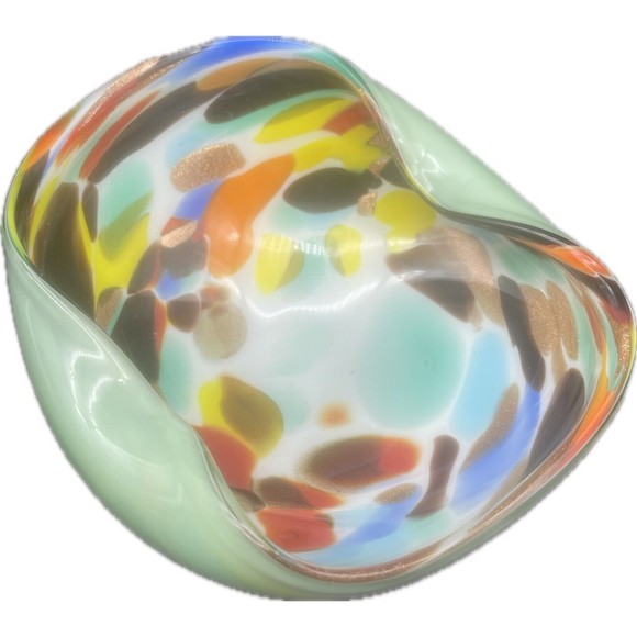 Murano Other - VTG MURANO Light Teal TUTTI FRUTTI Art Glass Bowl 6.25”